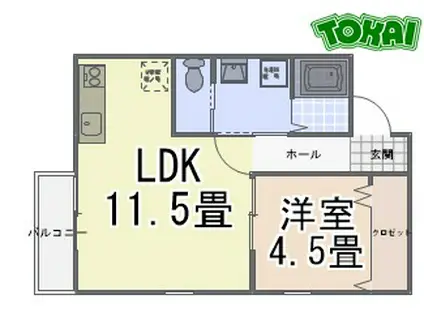 MAJESTIC松阪2ND(1LDK/1階)の間取り写真