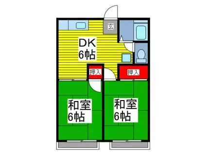 ベルゾーネYAMANA2(2DK/1階)の間取り写真