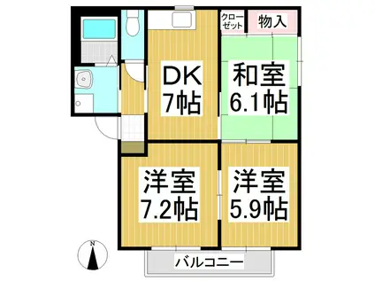 エスポアールA(3DK/1階)の間取り写真