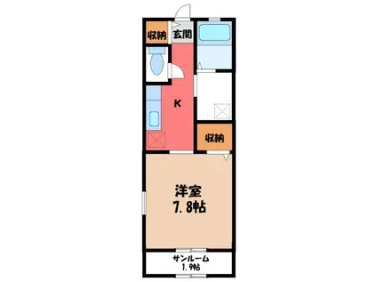 リバーアイランド(1K/1階)の間取り写真