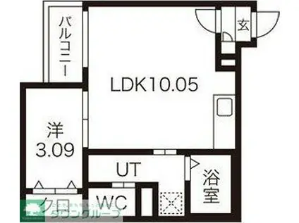 WARREN KANSEIII(1LDK/2階)の間取り写真