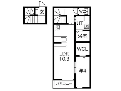 プランドール(1LDK/2階)の間取り写真