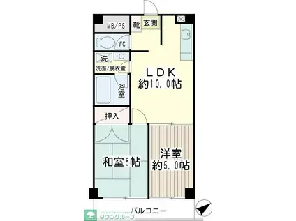 NTYビル(2LDK/2階)の間取り写真