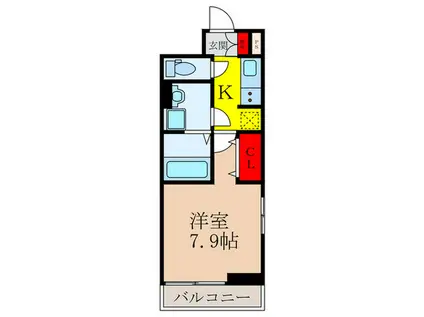 グランリヴェール上池田(1K/1階)の間取り写真