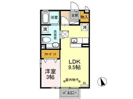 モナリエ富士見ヶ丘(1LDK/1階)の間取り写真