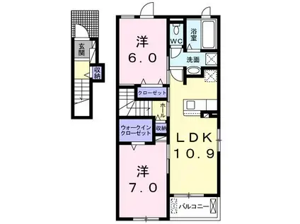エムロード C(2LDK/2階)の間取り写真