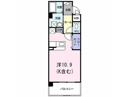 ベルオーブ(1K/2階)の間取り写真