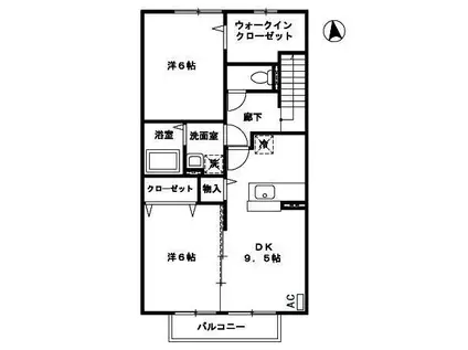 プレジオ南恒久(2DK/2階)の間取り写真