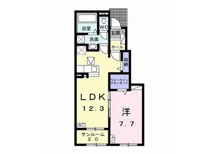 グロリアス丸野(1LDK/1階)の間取り写真