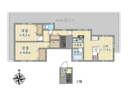 T RESIDENCE(2LDK/3階)の間取り写真