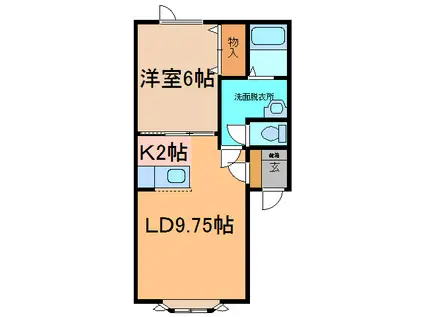 FIORE・II(1LDK/2階)の間取り写真