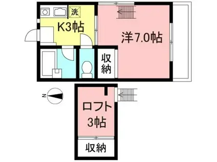 ビューハイム(1K/2階)の間取り写真
