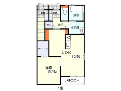 リッチヒルズ前九年 A棟(1LDK/1階)の間取り写真