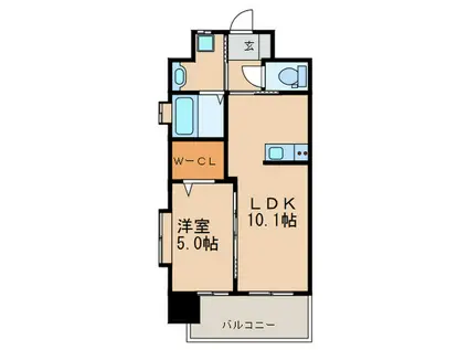 ギャラクシー折尾(1LDK/9階)の間取り写真