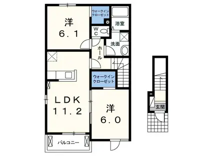サニーフリーゼ(2LDK/2階)の間取り写真