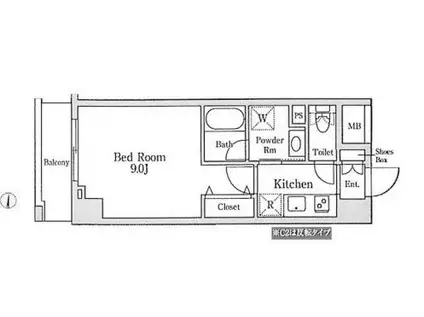 セヴェランス錦糸町(1K/2階)の間取り写真