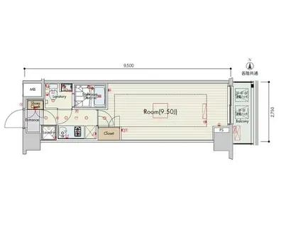 ビバリーホームズ吉祥寺北(1K/3階)の間取り写真