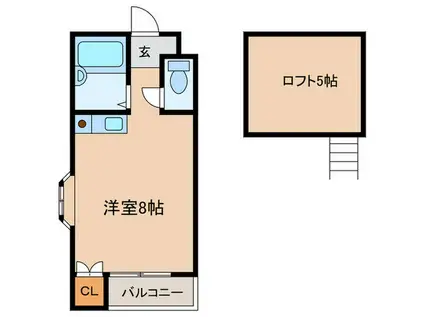 エスプランサー福重II(1K/2階)の間取り写真