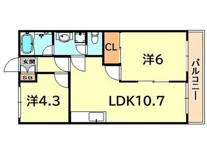 ファミリーパレスB(2LDK/1階)の間取り写真