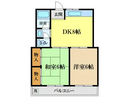 コーポ蘭(2DK/2階)の間取り写真