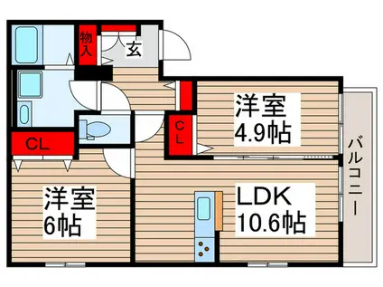 HALE ALOHA(2LDK/1階)の間取り写真