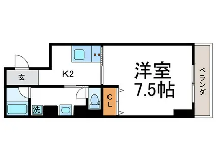 PREVIOUS FIELD 烏丸紫明(1K/2階)の間取り写真