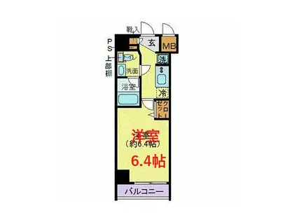 プレールドゥーク川崎(1K/6階)の間取り写真