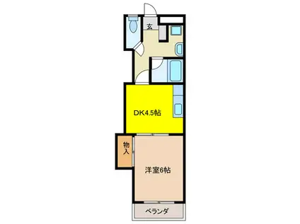 LA VILLE(1DK/2階)の間取り写真