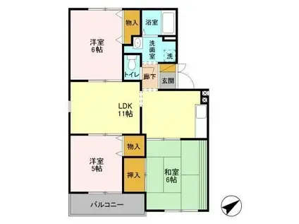 ニュー・トリヴァンベールユアサ(3LDK/2階)の間取り写真