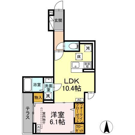 D PAINA 中野島II(1LDK/1階)の間取り写真