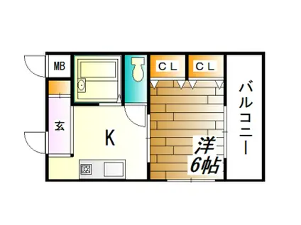 ヴェールヴィラ(1K/2階)の間取り写真