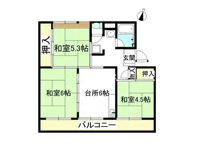ラ・ビスタ太閤山303号棟(3DK/2階)の間取り写真