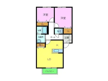 ルミエール百舌鳥八幡(2LDK/1階)の間取り写真