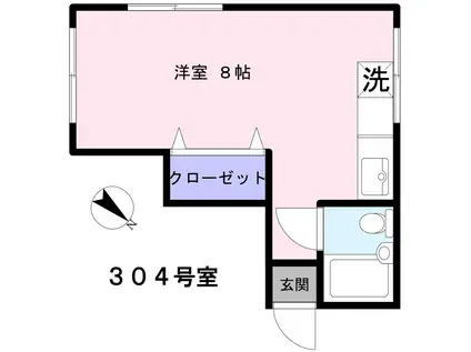 柏ビル(ワンルーム/3階)の間取り写真