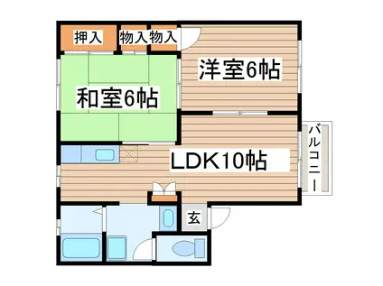 KMD弐番館(2LDK/1階)の間取り写真