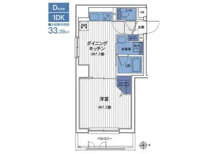 HF三田レジデンスII(1DK/8階)の間取り写真