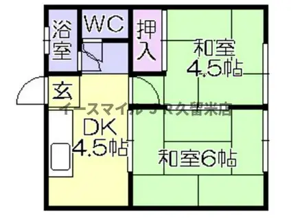 くらもりアパート(2DK/1階)の間取り写真