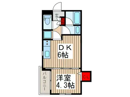 カーサ市川大門通(1DK/3階)の間取り写真