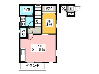 コーポ新狭山(1LDK/2階)の間取り写真