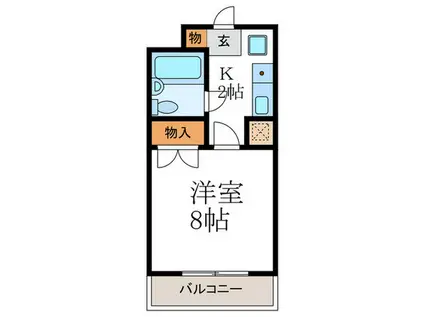 飛鳥井ハウス(1K/2階)の間取り写真