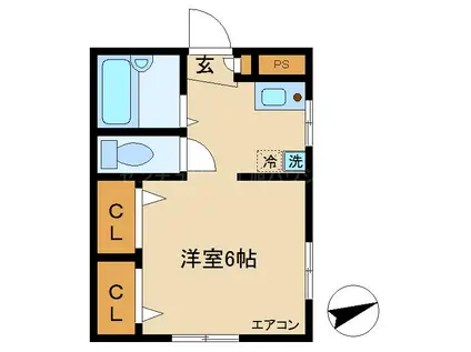 プランドール(1K/2階)の間取り写真