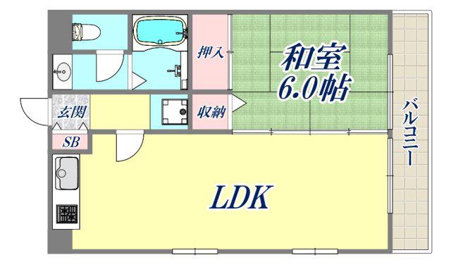 サーフ北口(1LDK/3階)の間取り写真
