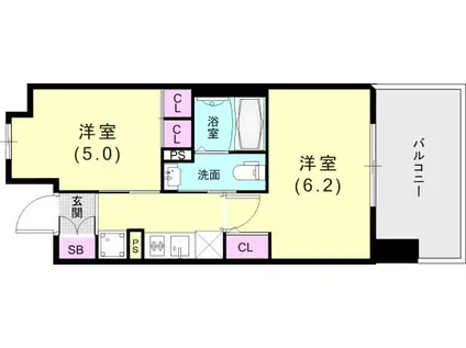 エステムプラザ神戸西Vミラージュ(2K/3階)の間取り写真