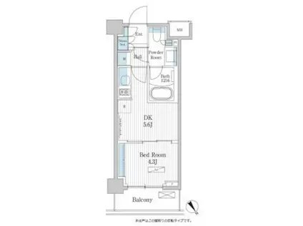 パークアクシス門前仲町テラス(1DK/3階)の間取り写真