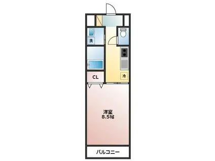 トレステーラ リデアル上人(1K/1階)の間取り写真