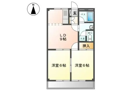 ピアハイム(2DK/2階)の間取り写真