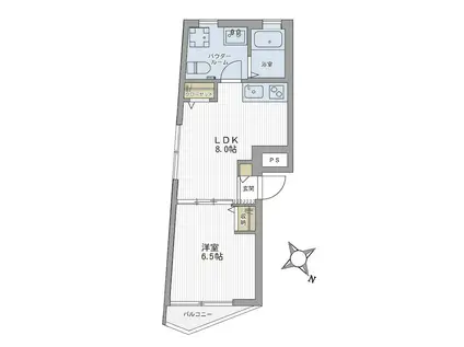 ベイサイド レジデンス 桜木町(1LDK/4階)の間取り写真