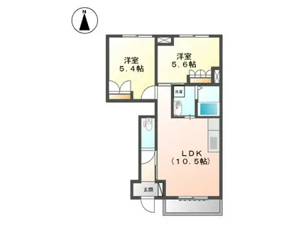 フォレストI(2LDK/1階)の間取り写真