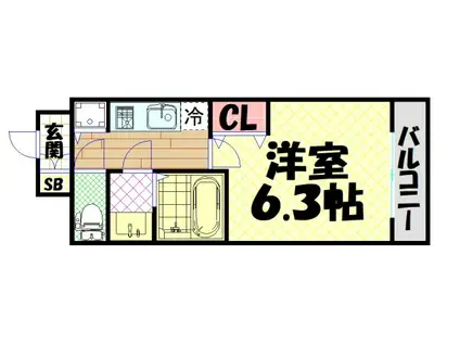 プレサンス難波セレクト(1K/2階)の間取り写真