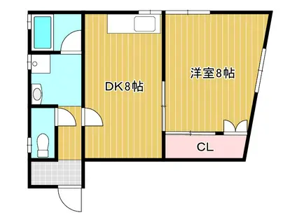 リヴィエール羽ノ浦(1DK/2階)の間取り写真
